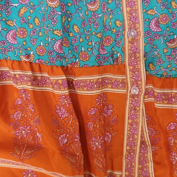 Border print button front midi dress - Picture 7 of 9